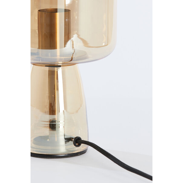 Light en Living Tafellamp LOTTA glas  amber+goud Ø16X32 cm