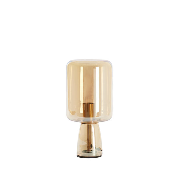 Light en Living Tafellamp LOTTA glas  amber+goud Ø16X32 cm