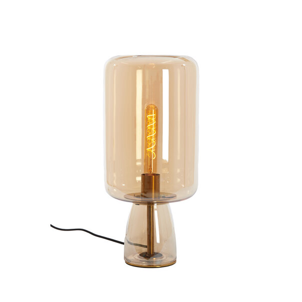 Light en Living Tafellamp LOTTA glas  amber+goud Ø16X32 cm