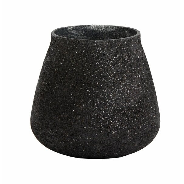 Light en Living Theelicht Siluwa Glas glitter zwart Ø9x9 cm