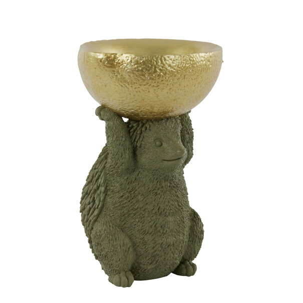 Light en Living Ornament 25x20,5x34,5 cm HEDGEHOG  met olijf groen en goud