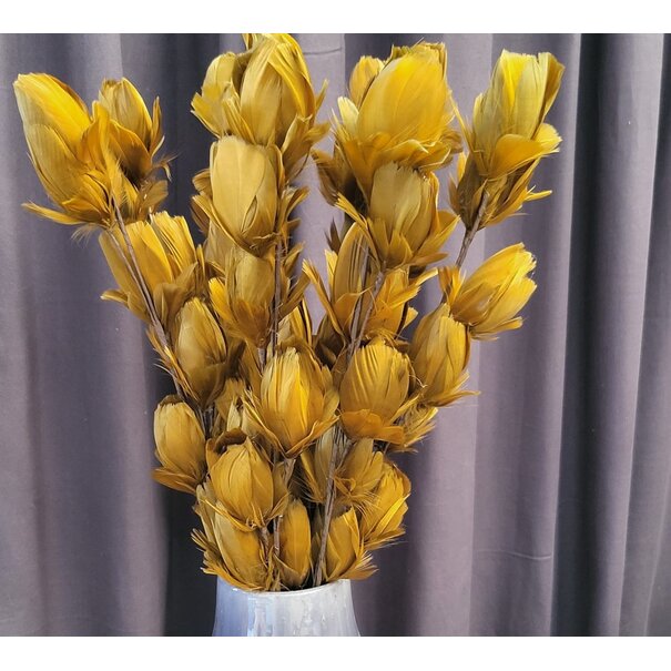 Light en Living Ornament 6 bloemen 90 cm TULIP  okergeel