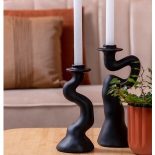 Kandelaar organic Swirl medium zwart