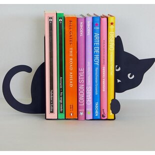 Boekensteun verborgen kat zwart metaal