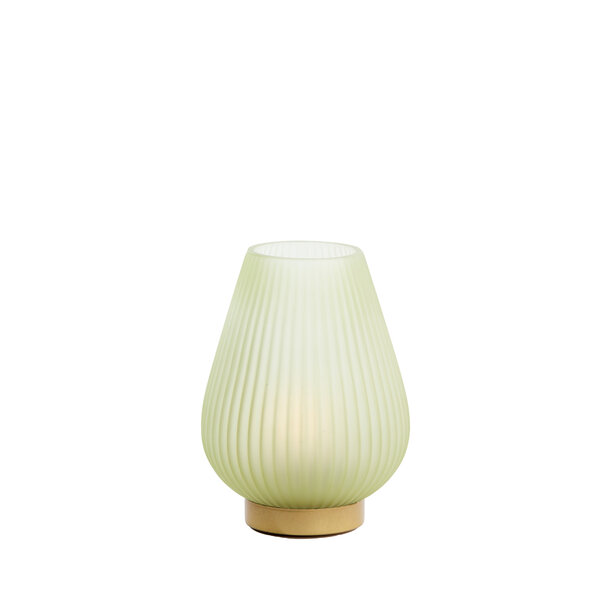 Light en Living Tafellamp LED TAJERA glas mat licht groen+goud - 2 afmetingen