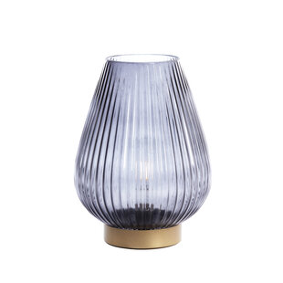 Tafellamp LED TAJERA glas grijs+goud Ø21x28 cm