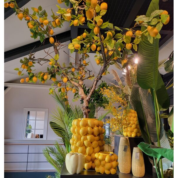 Light & Living Vaas deco LEMON geel - 33 cm hoog