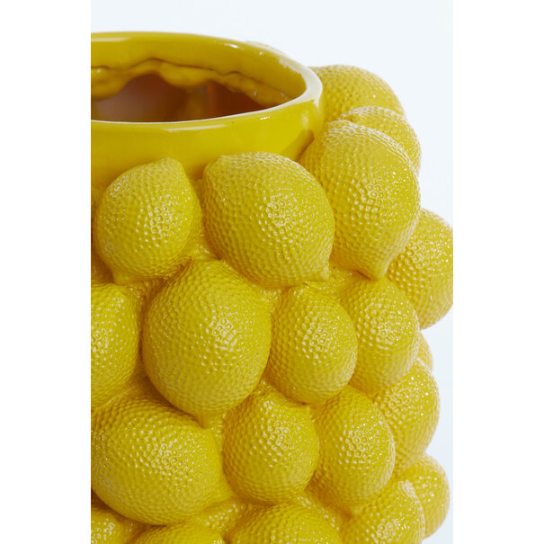 Light & Living Vaas deco LEMON geel - 33 cm hoog