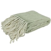 Plaid Britta lichtgroen met franjes