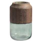 Celeste Vaas Glas/hout Blauw/groen 28x16cm