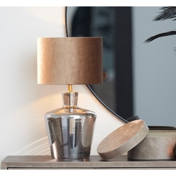 Light en Living Lampvoet Ø25x35 cm MYLES smoke glas+antiek brons