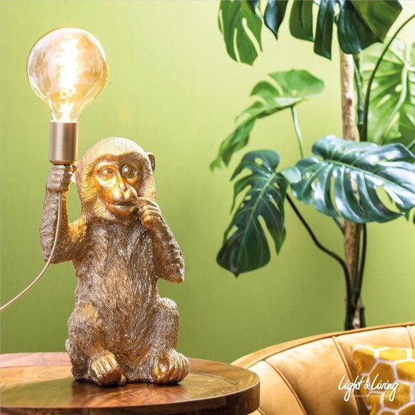 Light en Living Tafellamp aap goud