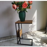 Bijzettafel industrieel sofa zwart met vak