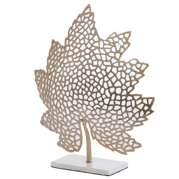 Light en Living Ornament op voet 22x8x30 cm LEAF  goud+marmer wit