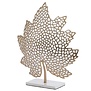 Ornament op voet 22x8x30 cm LEAF goud+marmer wit
