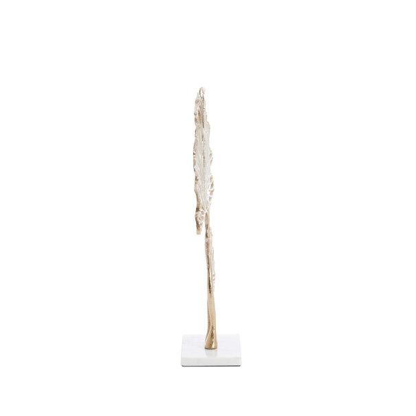 Light en Living Ornament op voet 36x10x48 cm LEAF  goud+marmer wit