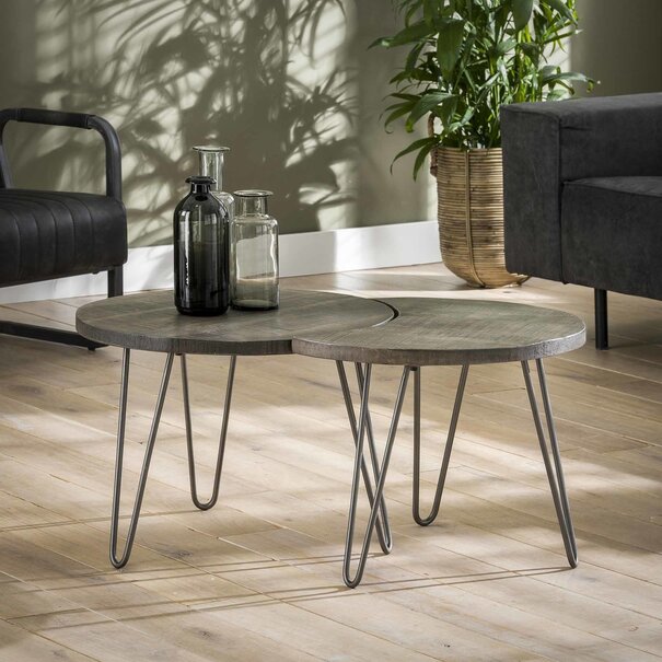 WoonStijl Set van 2 bijzettafels mango Ø 60 cm