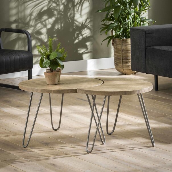 WoonStijl Set van 2 bijzettafels mango Ø 60 cm