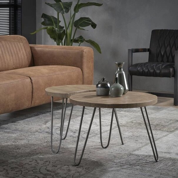 WoonStijl Set van 2 bijzettafels mango Ø 60 cm