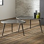 Salontafel Ø73cm met niervormig zand gegoten metalen blad. / Zwart Nikkel