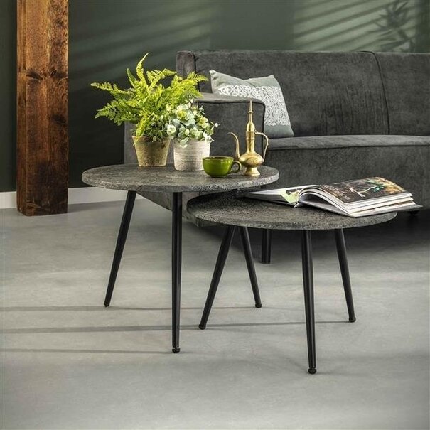 WoonStijl Salontafel Ø55 set van 2 metallic ronde buis