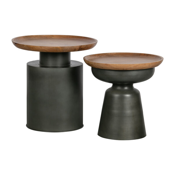 Woood Dana Bijzettafel Hout/metaal Zwart