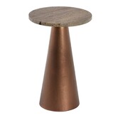 Bijzettafel 36x36x51 cm YNEZ travertin  bruin+koper