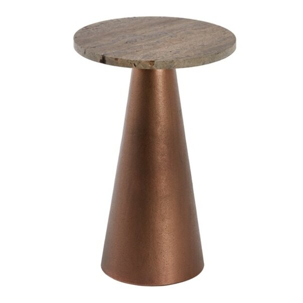 Light en Living Bijzettafel 36x36x51 cm YNEZ travertin  bruin+koper