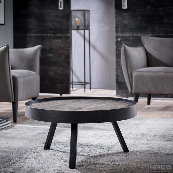 WoonStijl Ronde bijzettafel Teca Ø 75 cm met stalen rand