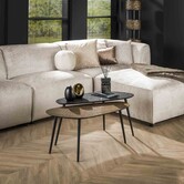 Salontafel set van 2 niervormig metallic zwart en antiek brass