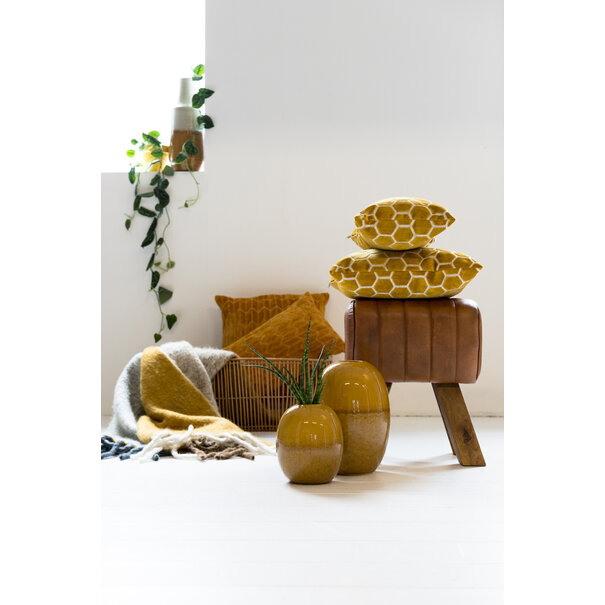 Light en Living Plaid 150x125 cm ANOKI oker grijs