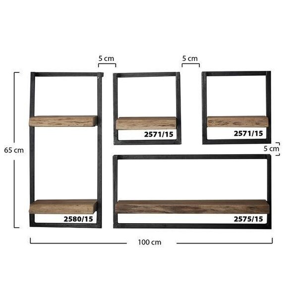 WoonStijl Set Wandplanken Live Edge Medium - Industrieel Acaciahout