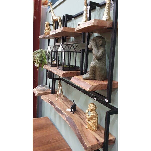 WoonStijl Set Wandplanken Live Edge Medium - Industrieel Acaciahout