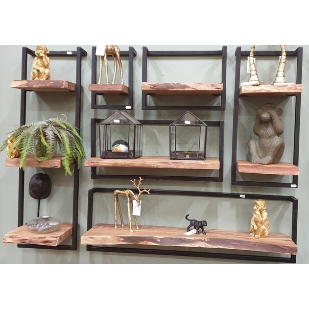 WoonStijl Set Wandplanken Live Edge Medium - Industrieel Acaciahout