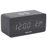 Wekker Block met telefoonoplader LED zwart
