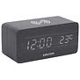 Wekker Block met telefoonoplader LED zwart
