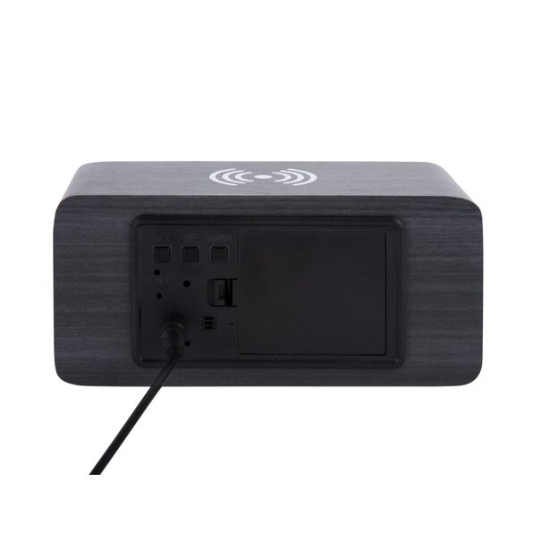 Karlsson Wekker Block met telefoonoplader LED zwart