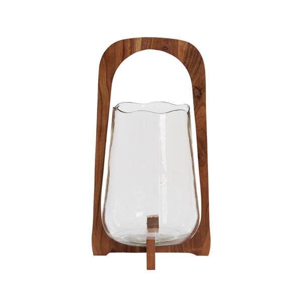 Light en Living Windlicht Ø26x48 cm ANOSY glas helder+hout naturel