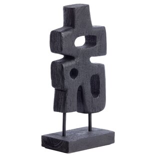 Ornament op voet 16x9x33 cm SILIA hout mat zwart