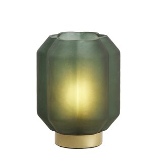Tafellamp LED Ø13x16,5 cm YVIAS glas mat donker groen+goud