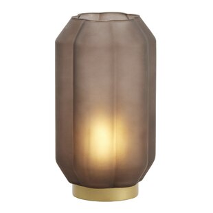 Tafellamp LED Ø15x27 cm YVIAS glas mat donker bruin+goud