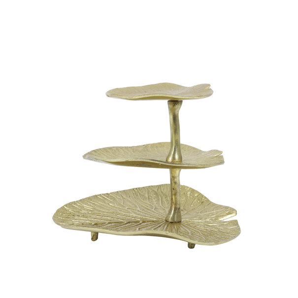 Light & Living Etagere LEAF goud - 3 laags