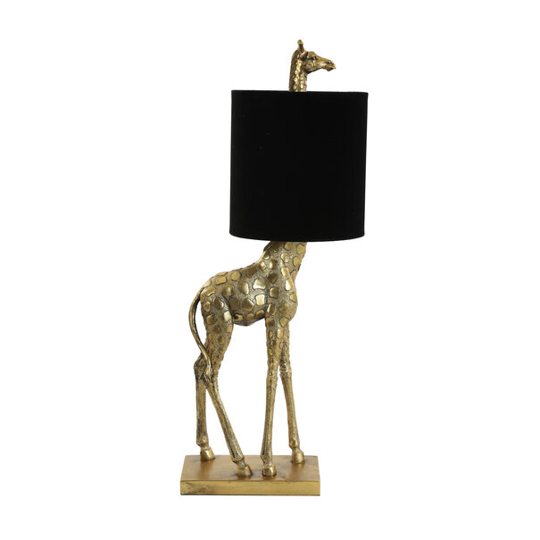 Light en Living Tafellamp 28x20x68 cm GIRAFFE antiek  brons+velvet zwart