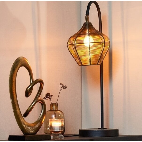 Light en Living Tafellamp 27x20x61 cm ALVARO antiek  brons+mat zwart