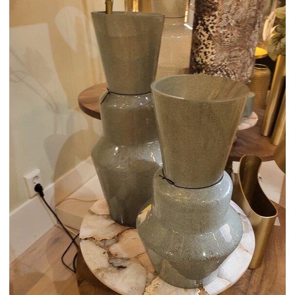 Light en Living Vaas TROSMU glas donker  groen-goud - 2 maten