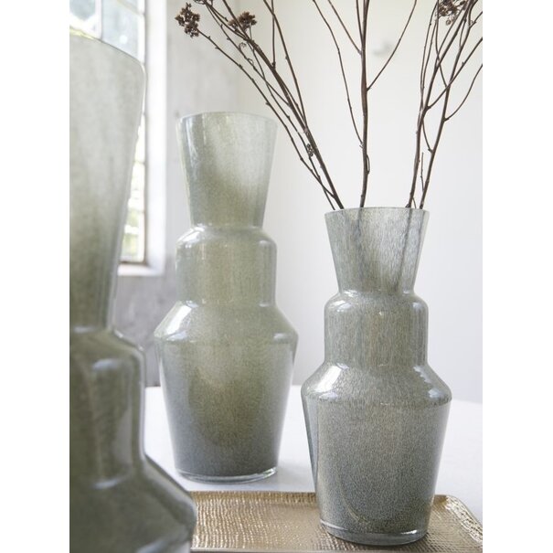 Light en Living Vaas TROSMU glas donker  groen-goud - 2 maten