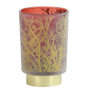 Tafellamp LED Ø10x12,5 cm BRANCH glas  steenrood-goud