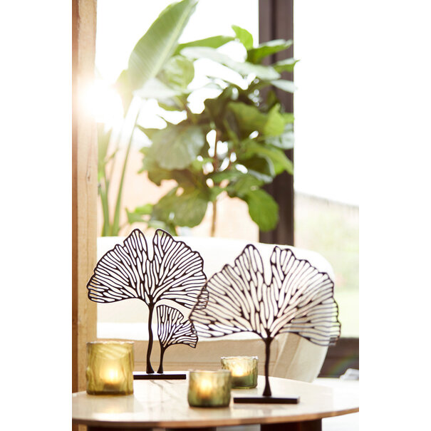 Light en Living Ornament op voet 36x6x39 cm LEAF mat  zwart