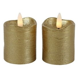 Stompkaars Lyon rustiek Led Ø 5 cm goud set van 2