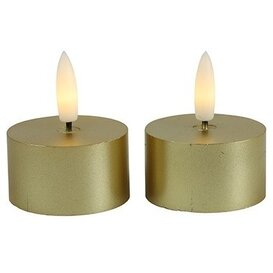 Theelicht rustiek Ø4CM LED Lyon goud - set van 2